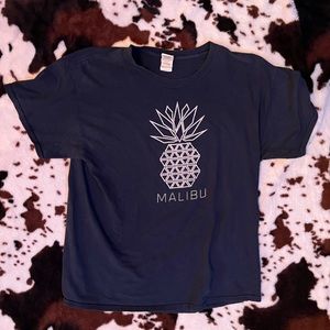 Navy blue gildan pineapple Malibu mens tshirt